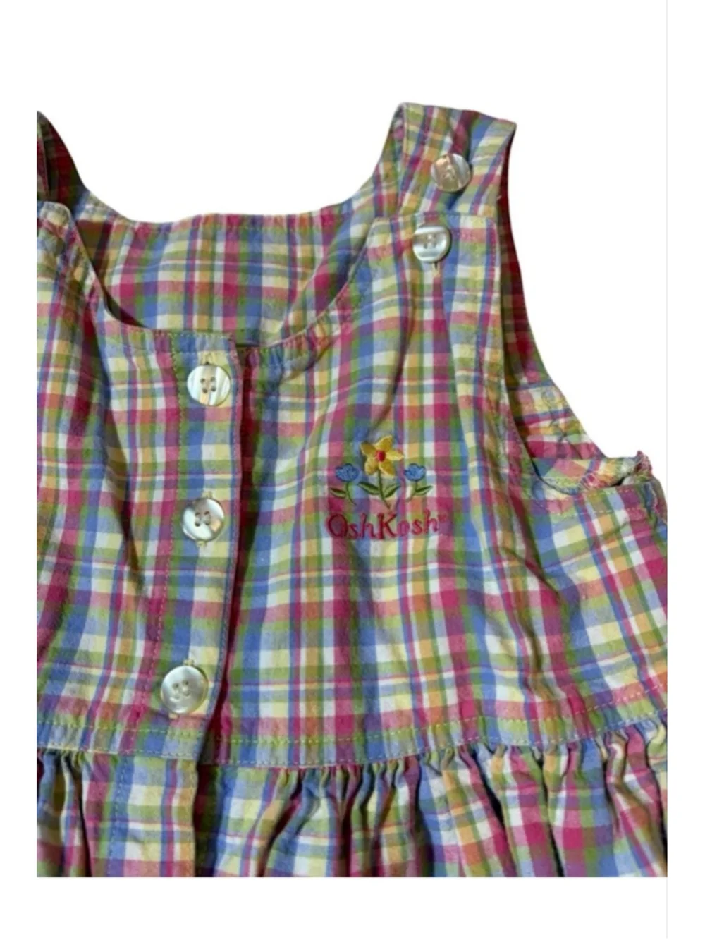 Vintage OshKosh B’gosh Pastel Plaid Cotton Dress Toddler Girls 6X Cottagecore